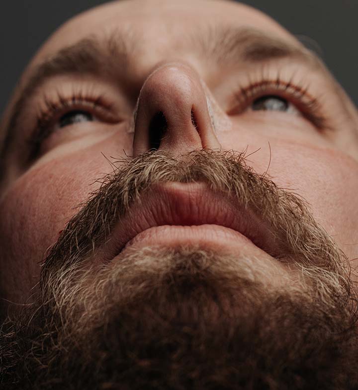 Person wearing a traditional nasal strip